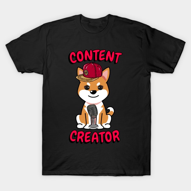 Cute orange dog is a content creator T-Shirt by Pet Station